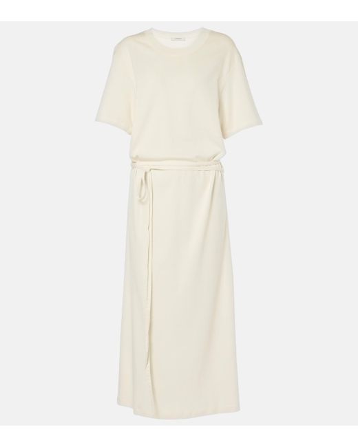 Lemaire Natural Belted Cotton Jersey Midi Dress