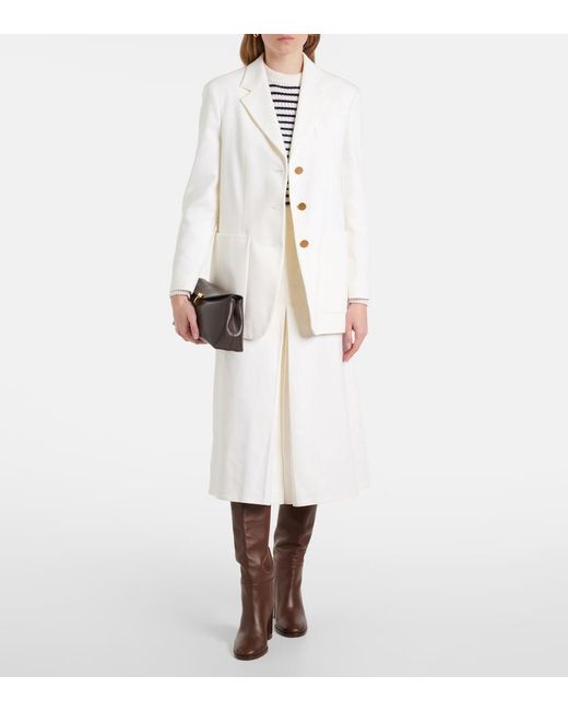 Max Mara White Renoir Pleated Cotton Midi Skirt