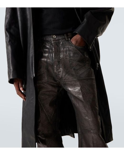 Rick Owens Black Coated Wide-Leg Jeans for men