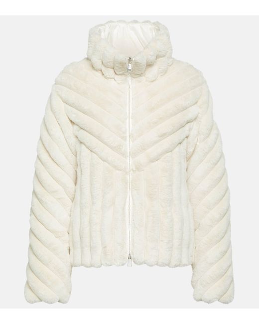 Moncler White Pedrix Faux Fur Down Jacket