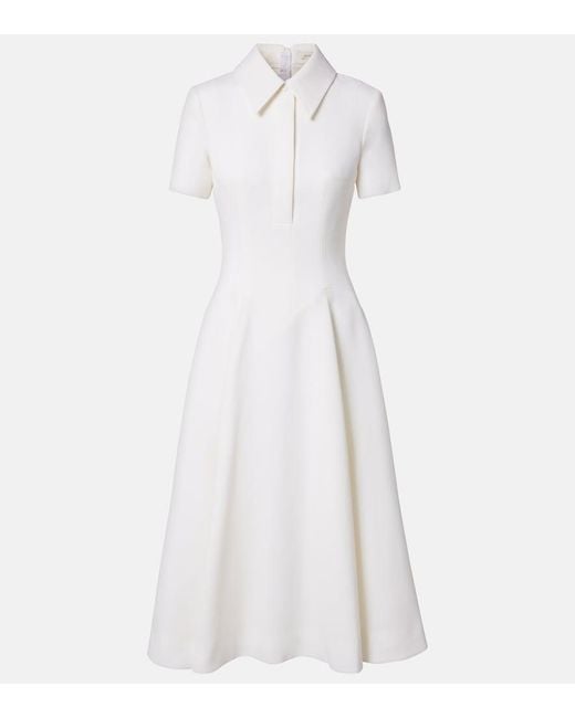 Emilia Wickstead White Jody Pleated Wool Midi Dress