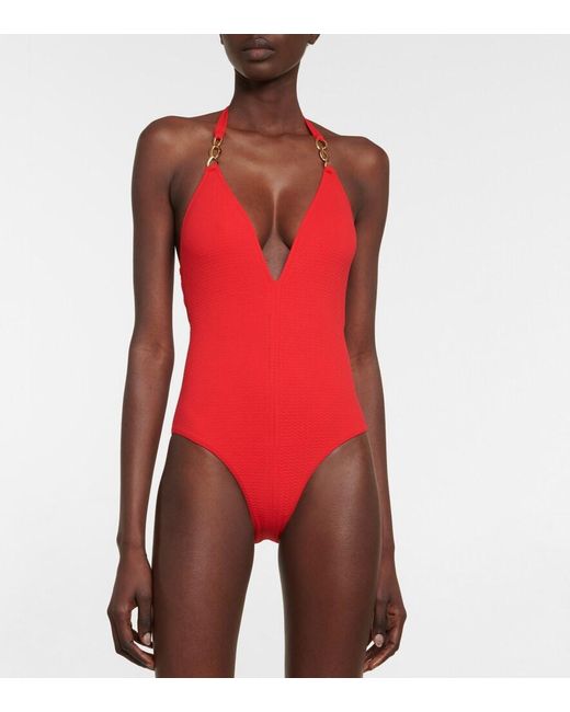 Melissa Odabash Red Naples Halterneck Swimsuit
