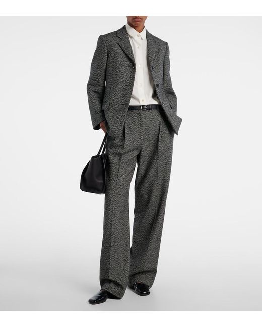 The Row Gray Mikkela Cashmere And Wool Wide-Leg Pants
