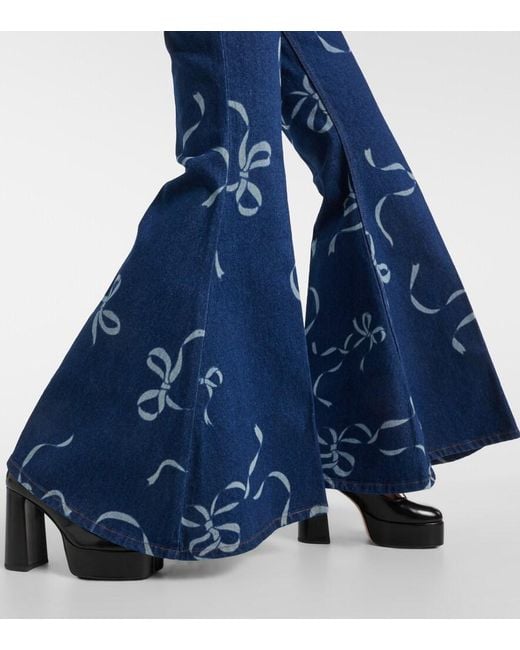 Nina Ricci Blue Printed Flared Jeans