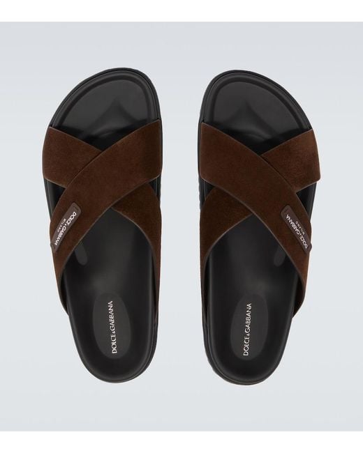 Dolce & Gabbana Brown Suede Slides for men