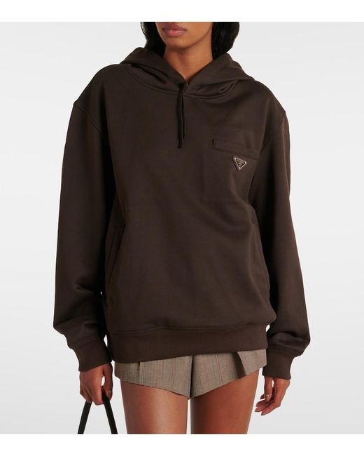 Sudadera Con Capucha De Algodon Prada de color Black