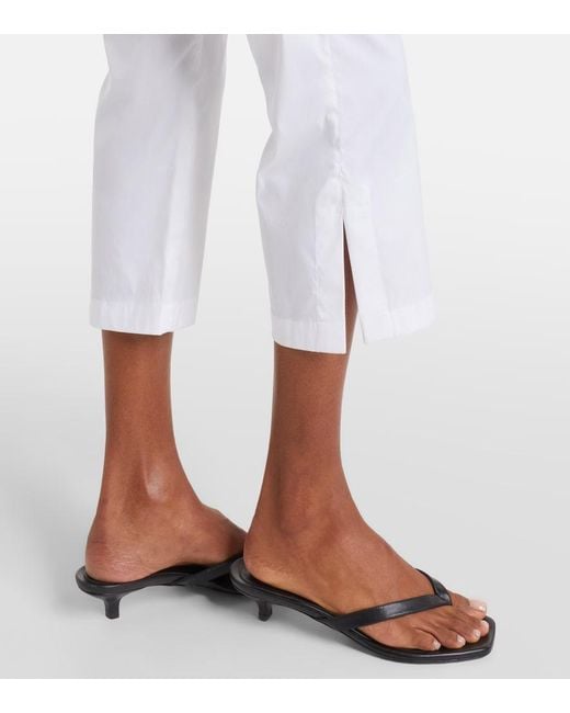 Max Mara White Curve Cotton-Blend Cropped Straight Pants