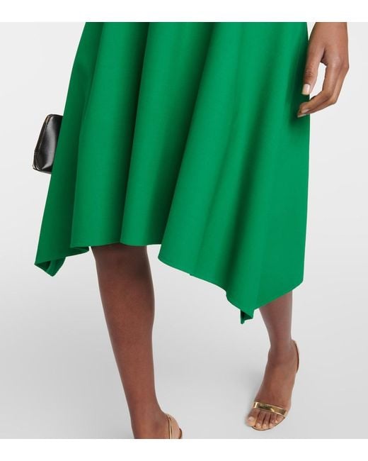 Oscar de la Renta Green Wool-Blend Midi Dress