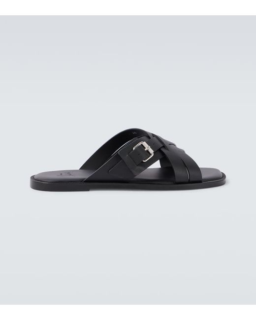 Christian Louboutin Black Emircross Leather Sandals for men