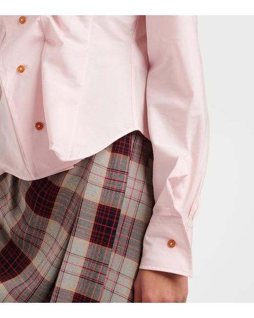 Vivienne Westwood Pink Orb Gathered Asymmetric Cotton Shirt