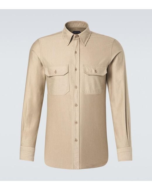 Tom Ford Natural Cotton Moleskin Shirt for men
