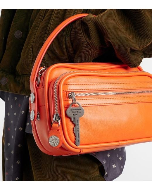 Acne Orange Camero Kit Leather Crossbody Bag