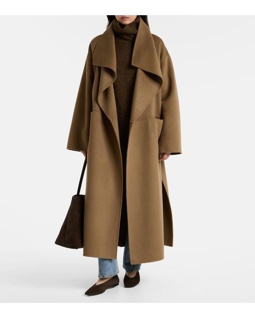 Totême Brown Wool And Cashmere Double Coat
