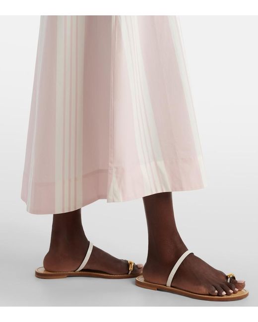 Posse White Rosie Striped Cotton Midi Dress