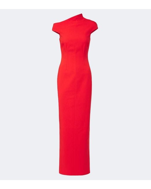 Solace London Red Arion Asymmetric Crepe Gown