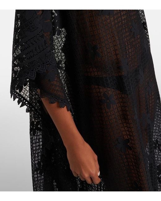 Melissa Odabash Black Yasin Cotton-Blend Lace Kaftan