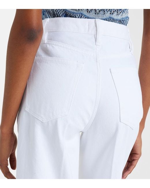FRAME White The Eyelet Embroidered Flared Jeans