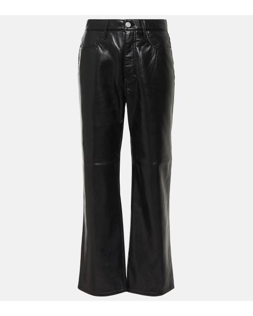 Pantalon Le Jane en cuir melange FRAME en coloris Black