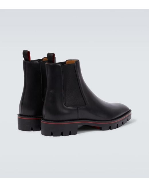 Christian Louboutin Black Alpinosol Leather Chelsea Boots for men