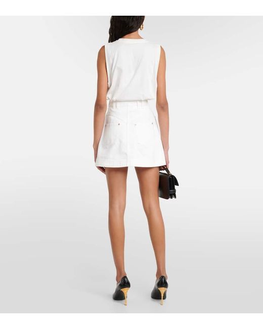 Minifalda en denim Balmain de color White