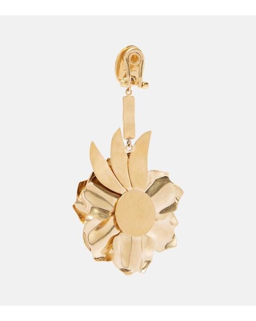 Miu Miu Metallic Floral Crystal-Embellished Drop Earrings