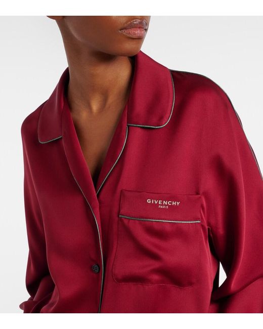 Givenchy Red Silk Satin Shirt