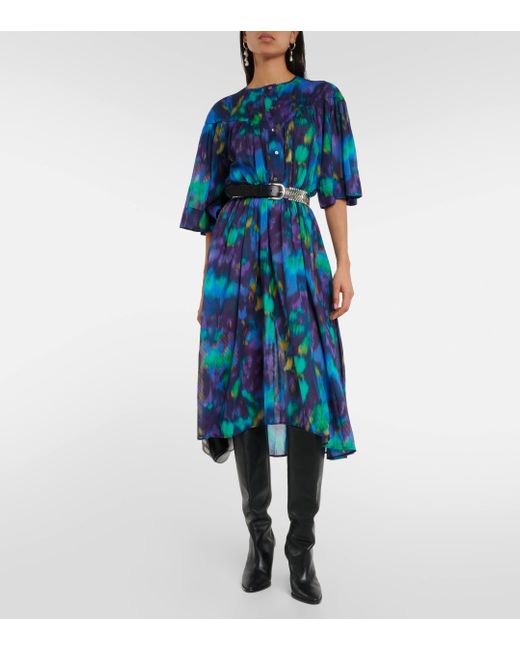 Robe midi Maggy imprimee en coton Isabel Marant en coloris Blue