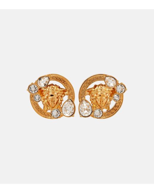 Versace Metallic Medusa Crystal-Embellished Earrings
