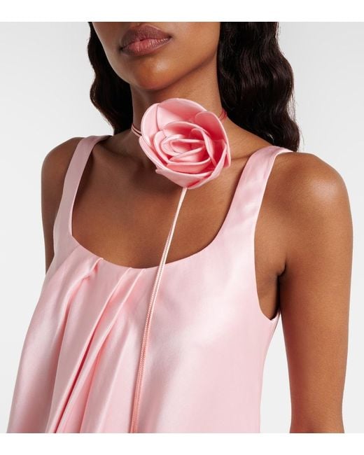 LEO LIN Pink Suki Cotton And Silk Satin Minidress