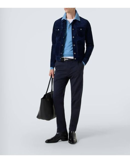 Tom Ford Blue Cashmere And Silk Polo Shirt for men