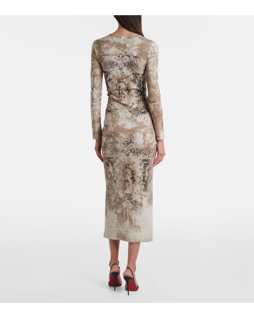 Jean Paul Gaultier Natural Medaillon Cotton-Blend Jersey Midi Dress