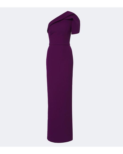 Safiyaa Purple Millie Belted Crepe Gown