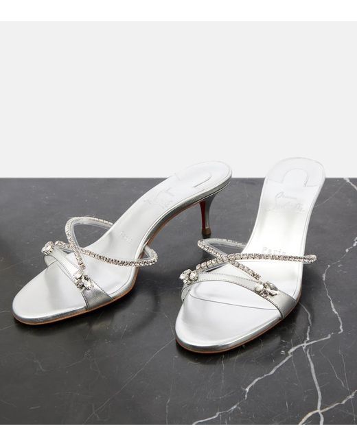 Christian Louboutin White Queen 55 Embellished Leather Sandals