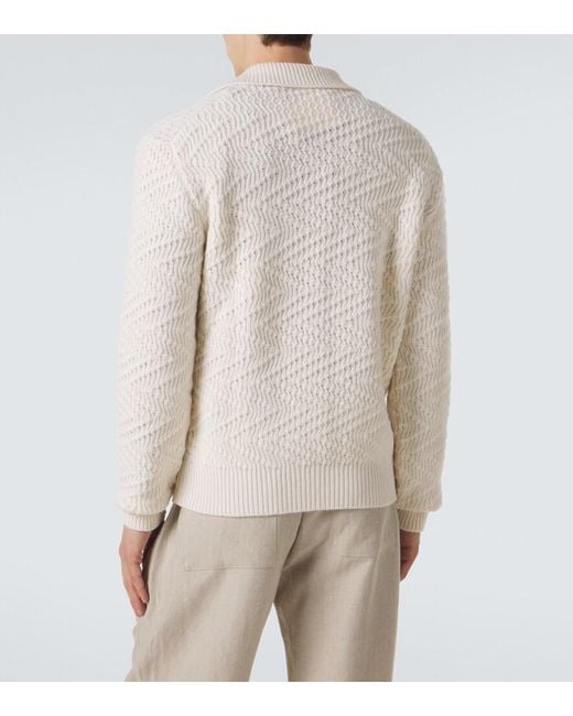Missoni White Zigzag Wool-Blend Polo Sweater for men