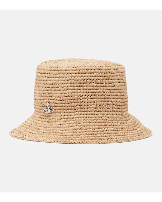 Vivienne Westwood Natural Orb Raffia Bucket Hat
