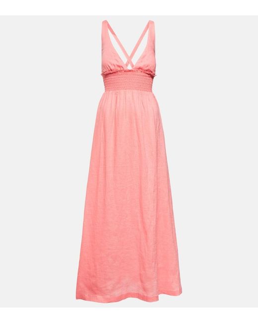 Heidi Klein Pink Rosa Polyantha Linen Maxi Dress