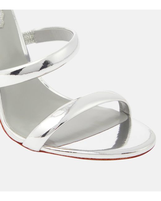 Rene Caovilla White Cleo Metallic Leather Sandals
