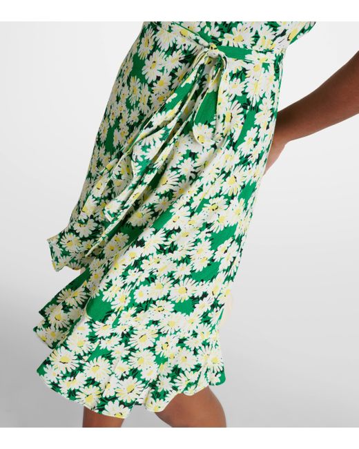 Robe portefeuille Emilia en crepe a fleurs Diane von Furstenberg en coloris Green