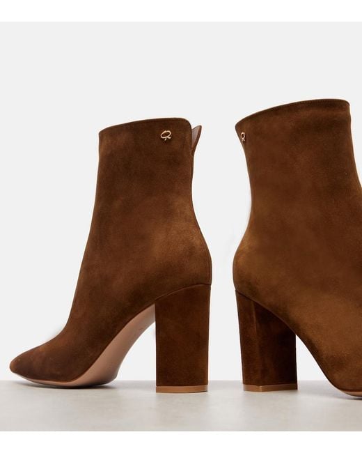 Gianvito Rossi Brown Lyell 85 Suede Ankle Boots