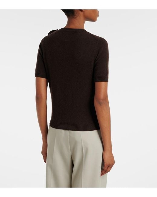 Jardin Des Orangers Black Floral-Applique Wool And Cashmere Sweater