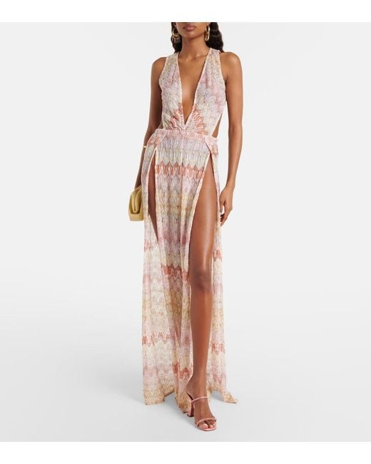Missoni Natural Open-Back Lame Jumpsuit