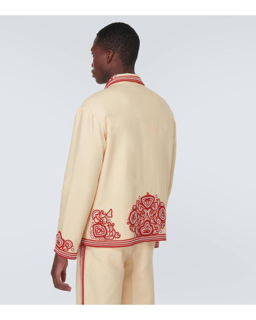 Bode Red Flora Beaded Cotton Jacket for men