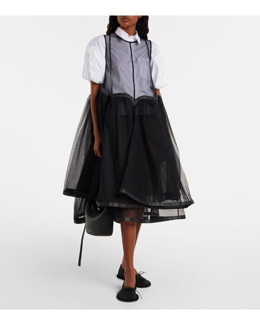 Noir Kei Ninomiya Black Tulle Midi Dress