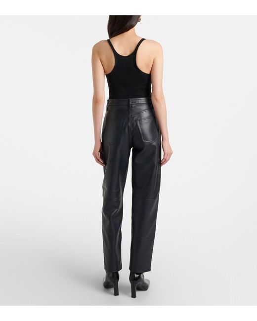 FRAME Blue Neat Leather Straight Pants