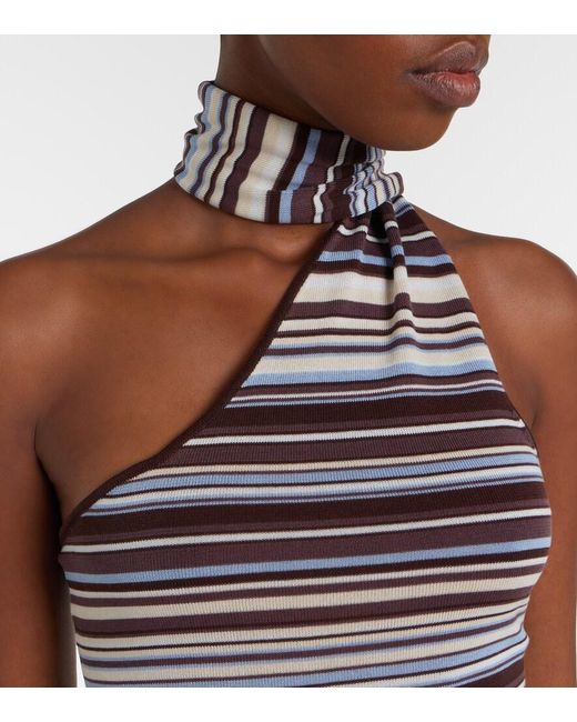 AYA MUSE Multicolor Knitted Scarf-Detail Striped Minidress