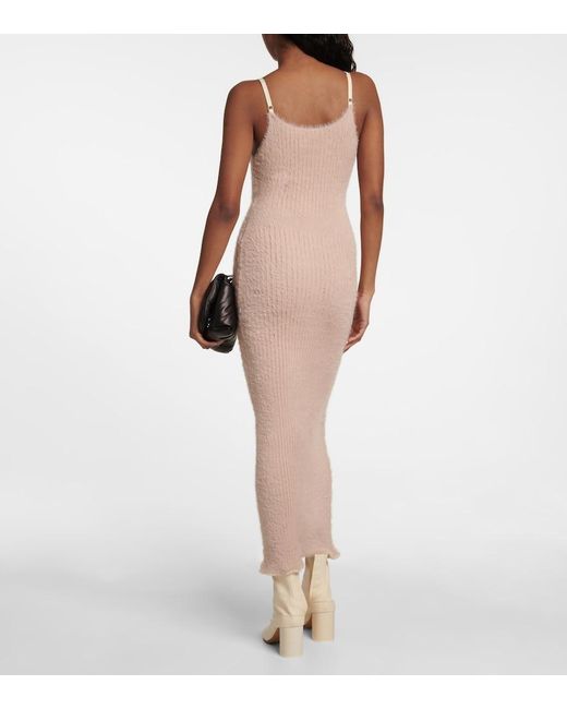 MM6 by Maison Margiela White Ribbed-Knit Midi Dress