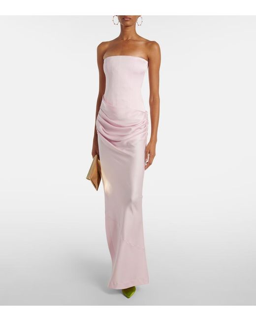 Alex Perry Pink Draped Bustier Gown