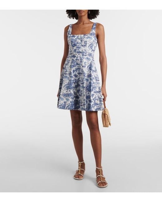 Staud Blue Wells Floral Cotton Minidress