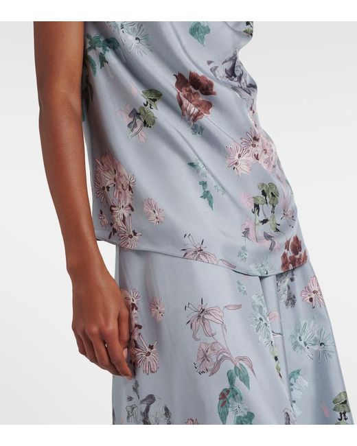 Altuzarra Gray Sleary Floral Draped Silk Top