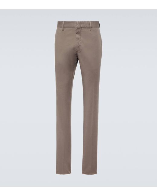 Pantalon chino en coton melange Zegna pour homme en coloris Gray